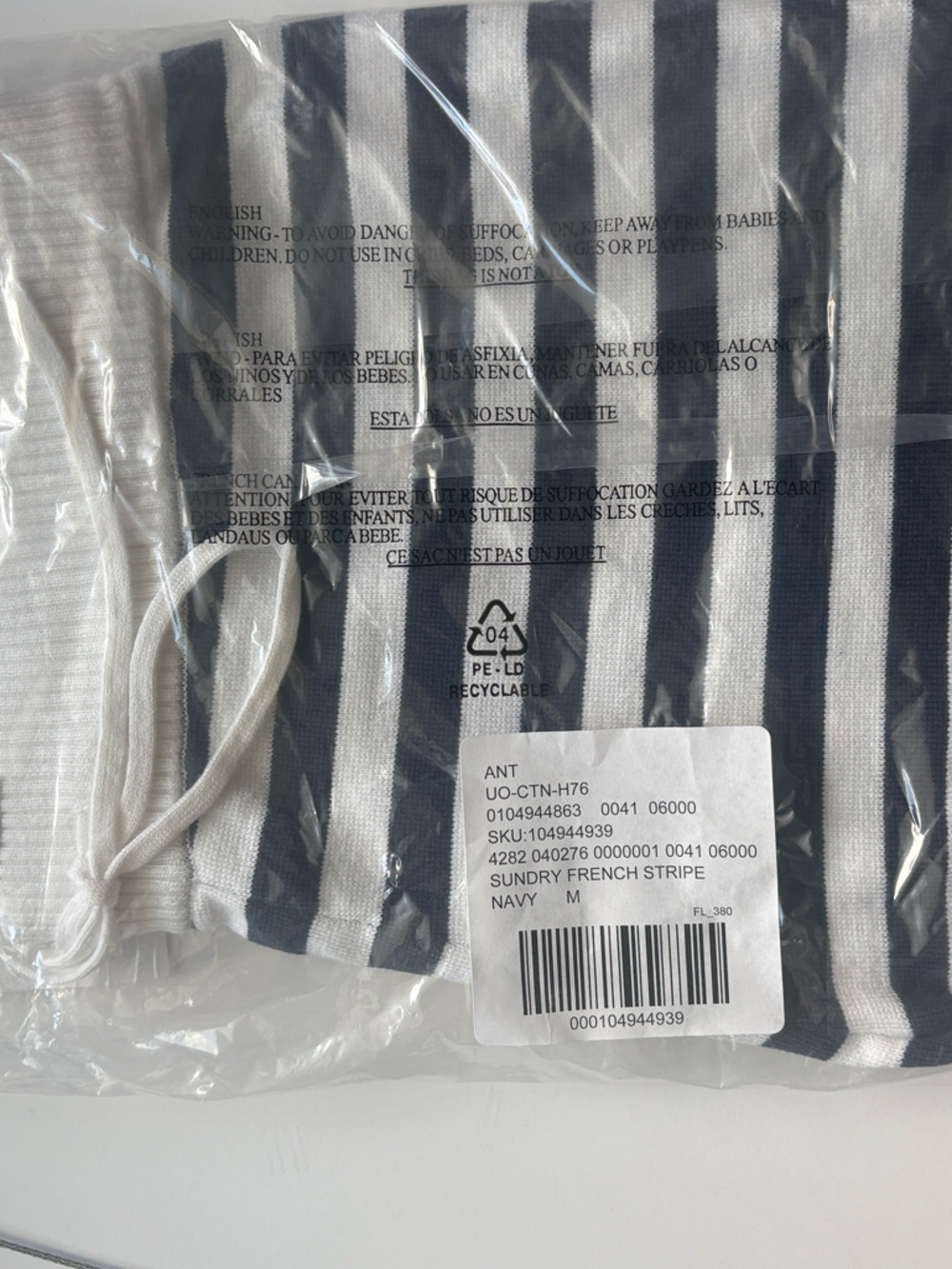 Anthropologie Sundry French Stripe Drawstring Shorts NWT size M 100% Cotton - Picture 4 of 8